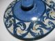 Vintage Dorchester Ma Pottery Stoneware Cobalt Blue Decorated Scroll Crock Lid Crocks photo 7