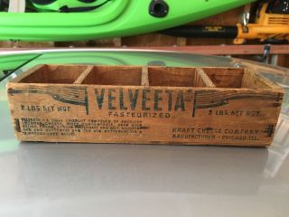 Vintage Velveeta Pasteurized Cheese Wood Box,  2 Lbs. photo