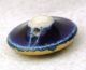 Antique Meiji Satsuma Button Golden Dragon On Cobalt Background - 11/16 
