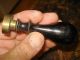Primitives 18th Early 19th Century Wooden Handle Brass Engraved Wax Seal Primitives photo 3