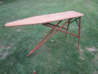 Antique Vtg Primitive Country Wood Ironing Board W/wood Legs And Handle photo