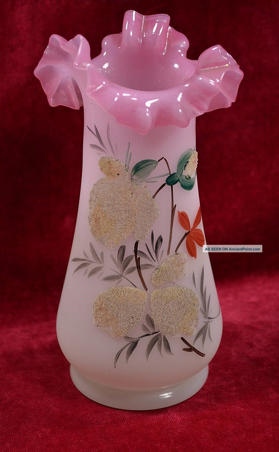 Antique Victorian Cased Pink White Bristol Glass 8 1/4 