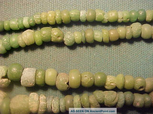 String Of Roman Green Coloured Glass Beads Circa 100 - 400 A.  D. Roman photo