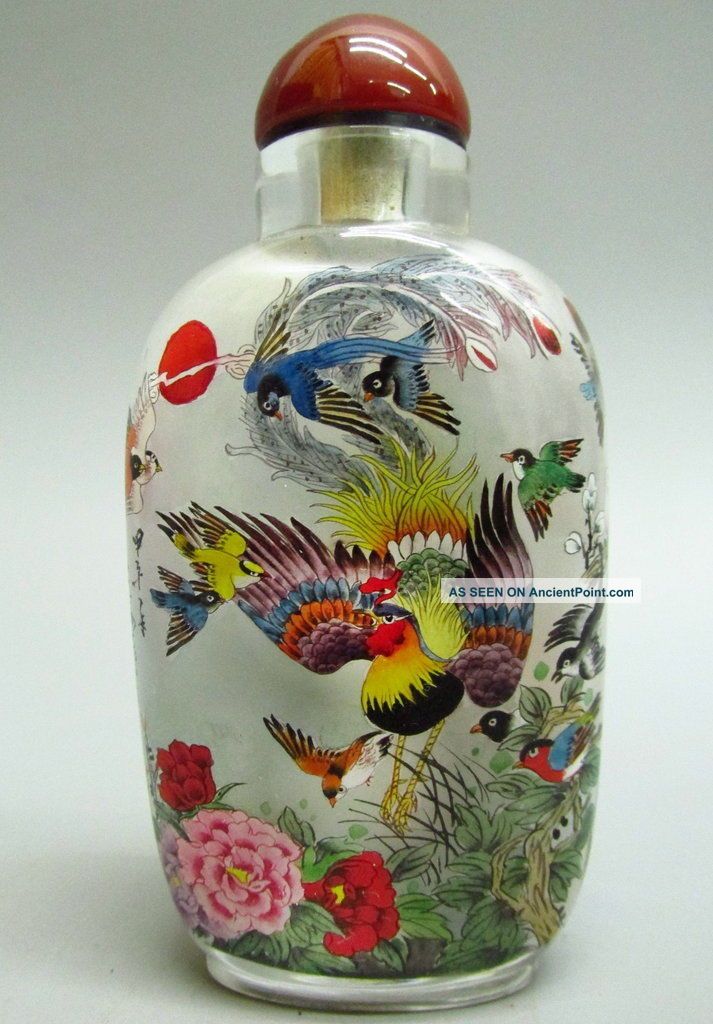 Glass Hand Inside - Drawing Snuff Bottle - Hundred Bird Snuff Bottles photo