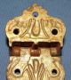 5 Piece Ornate Brass Ice Box Chest Hardware Hinges Latch Lock Cabinet Antique Drawer Pulls photo 6