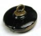 Antique Black Glass Button 2 Rabbits Munching Flowers W/ Copper Luster - 11/16 