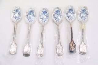 Wbright 6 X Silver Plated Coffee Spoons Porcelain Still In Bags 9314 photo
