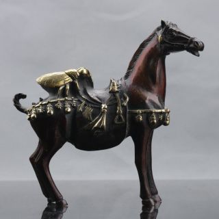 Chinese Collectable Copper Gilt Hand - Carved Golden Cicada & Horse Statue D267 photo
