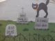 Primitive Handpainted Halloween Folk Art Black Cat Cemetery Fright Night Primitives photo 1