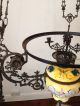Huge Antique Victorian 9 Arm Iron Oil Lamp Candelabra Chandler.  Ceiling Light Lamps photo 6