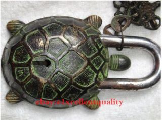 Chinese Characteristics Handmade Vintage Brass Engraving - Turtle Lock photo