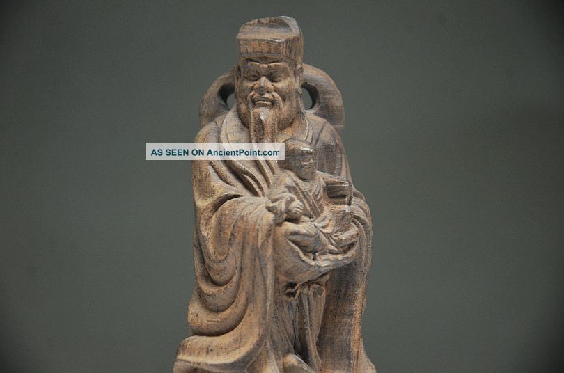 Exquisite Chinese Agilawood Hand Carved Old Men Statue Other Antique Chinese Statues photo