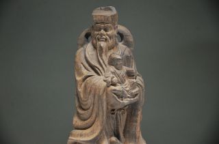 Exquisite Chinese Agilawood Hand Carved Old Men Statue photo