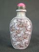 Chinese Bat Butterfly Carved Peking Overlay Glass Snuff Bottle Snuff Bottles photo 2
