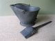 Antique Coal Scuttle Hod Bucket Primitive 16 Metal,  Ash Shovel,  Bail Handle Hearth Ware photo 3