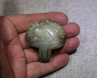 Jade Pendant Old China Carving Lucky Sheep Head Figure photo