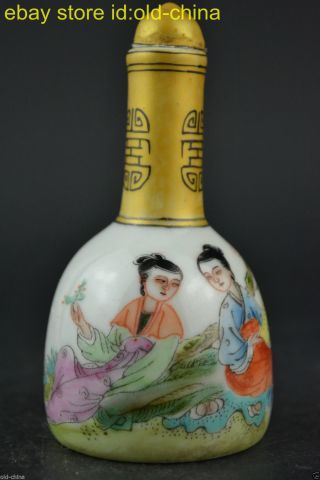 China Collectible Old Porcelain Handwork Painting Belle Decor Noble Snuff Bottle photo