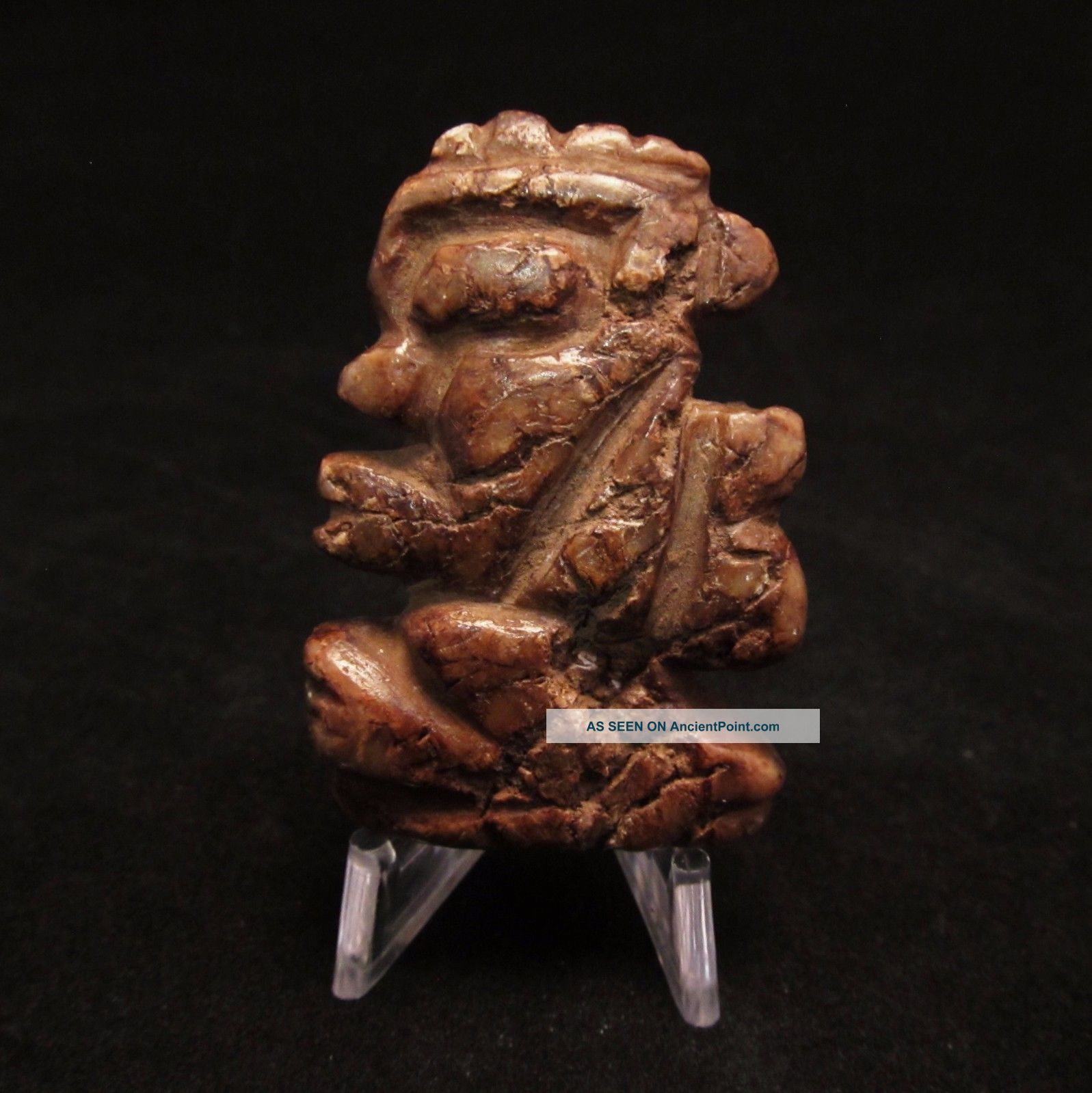 Pre - Columbian Mixtec Carved Stone God Effigy Pendant Extremely Rare The Americas photo