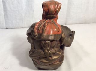 Antique Art Deco Bronze Clad Or Cold Painted Sitting Figural With Tray photo
