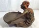 Antique Art Deco Bronze Clad Or Cold Painted Sitting Figural With Tray Metalware photo 1