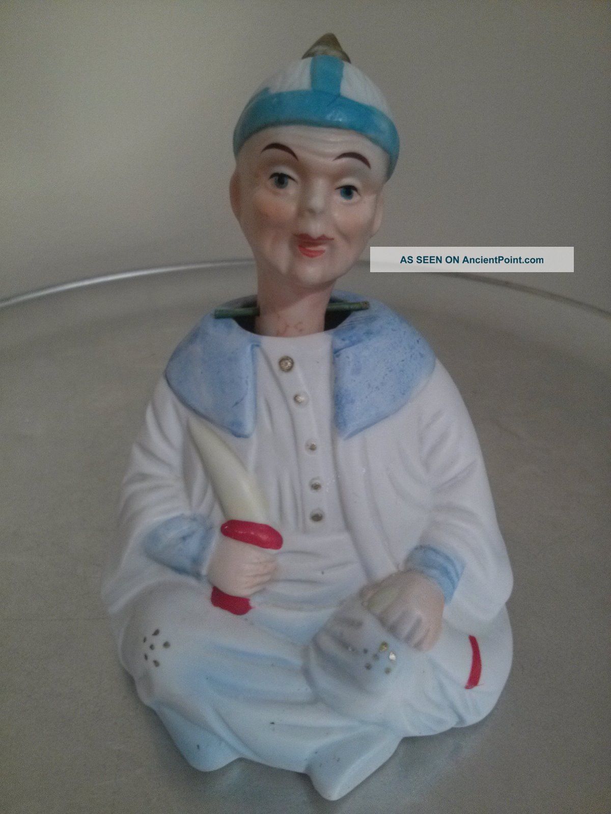 Vintage Porcelain Bisque Nodder Figurine.  Elder Asian Man.  Asian Nodder Figurine Figurines photo