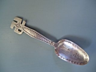 Antique Navajo Native American Silver Spoon With Good Luck Swastika & Arrows photo