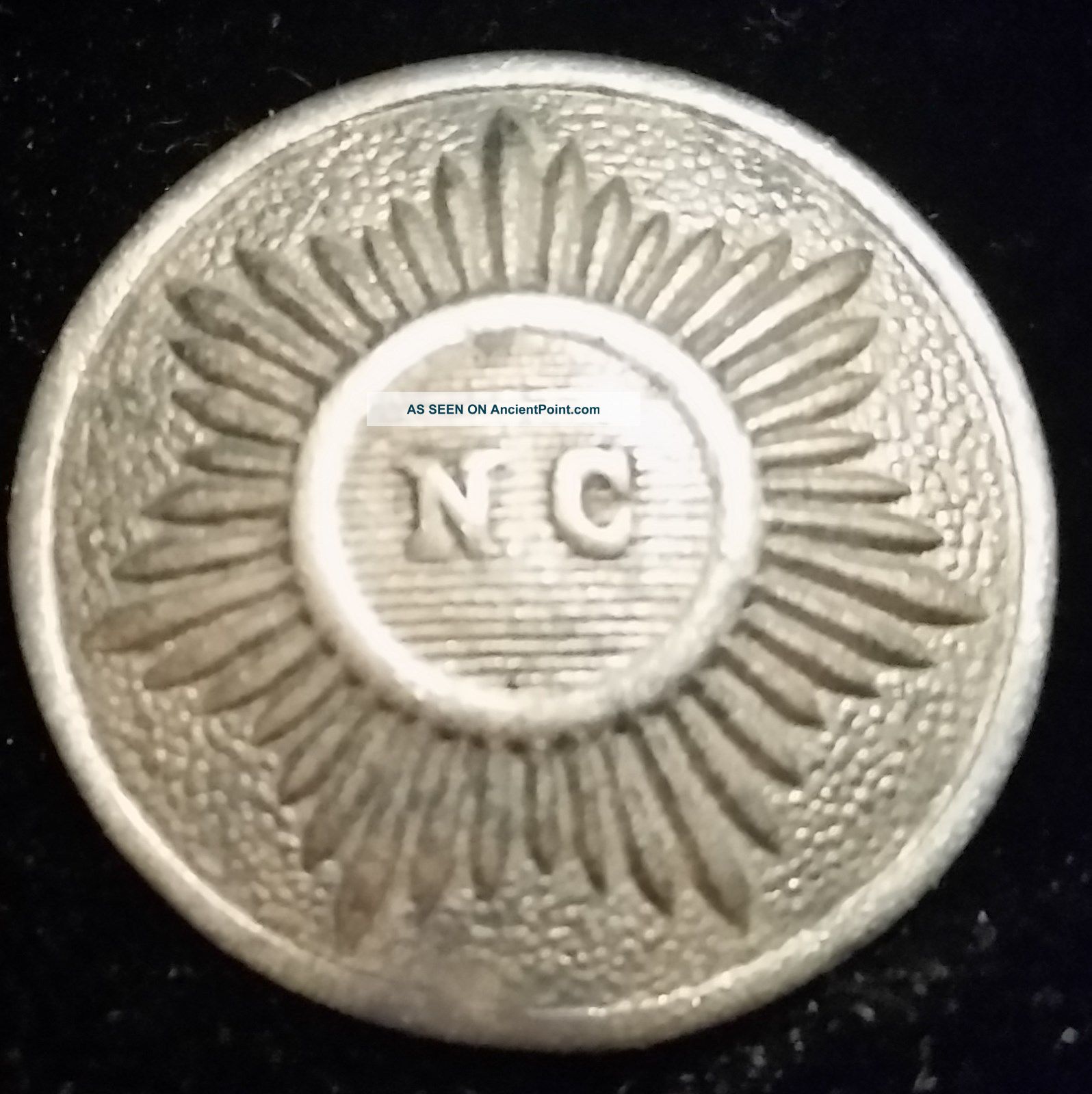 Silver North Carolina Sun Burst Nc Button - 22mm - Plain Back - Civil War Buttons photo