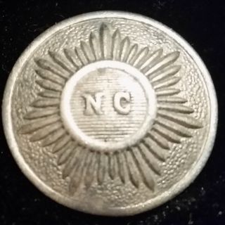 Silver North Carolina Sun Burst Nc Button - 22mm - Plain Back - Civil War photo