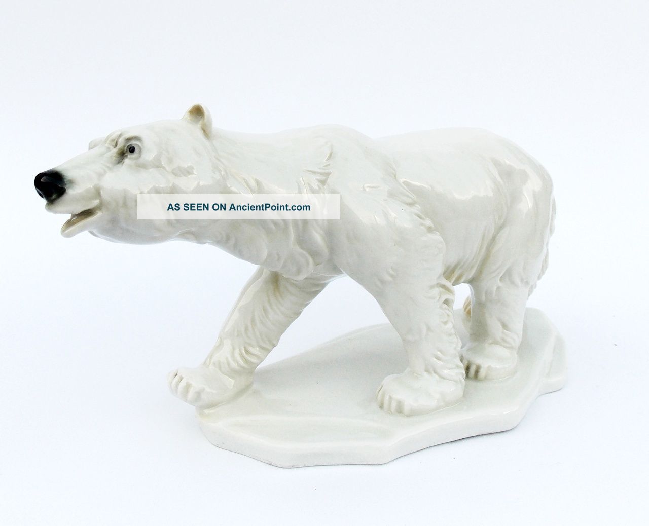 Early 20th Century Karl Ens Porcelain Polar Bear Figurine White Ice Animal Figurines photo