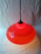 Vintage French Mid Century 1950s Ceiling Light - Hand Made Red Glass Shade Chandeliers, Fixtures, Sconces photo 9