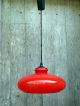Vintage French Mid Century 1950s Ceiling Light - Hand Made Red Glass Shade Chandeliers, Fixtures, Sconces photo 1