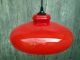 Vintage French Mid Century 1950s Ceiling Light - Hand Made Red Glass Shade Chandeliers, Fixtures, Sconces photo 3
