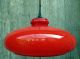 Vintage French Mid Century 1950s Ceiling Light - Hand Made Red Glass Shade Chandeliers, Fixtures, Sconces photo 4