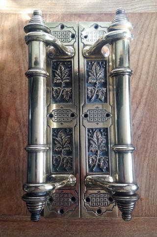 Large Victorian Gothic Brass Door Handles photo