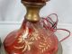 Pair (2) Antique Gilt Painted Cranberry Glass Lady Portrait Painting Lamp Vase Lamps photo 5