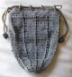 Antique Tan Crochet Charcoal Grey Black Tassel Iridescent Bead Drawstring Purse Art Deco photo 4