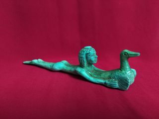 Ancient Egyptian Blue Ushabti Of Isis Swimming (380–362 Bc) photo