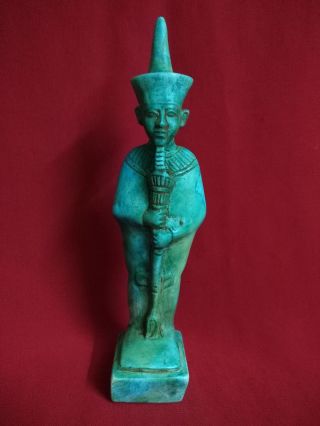Ancient Egyptian Blue Ushabti Of God Atum (2380 – 1650 Bc) photo