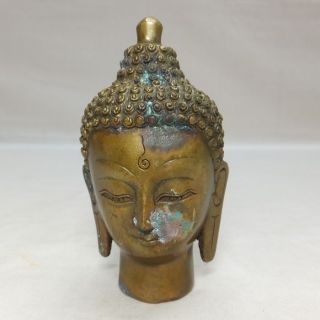 A793: Chinese Copper Ware Statue Of Buddha Head With Good Atmosphere photo