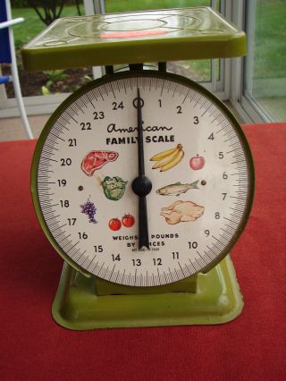 Vintage American Family Scale 25 Lb Apple Green Vgc photo