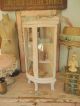 Adorable Vintage Chippy Pale Pink Curved Glass Curio Footed Display Cabinet Post-1950 photo 6