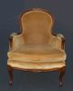 Vintage French Provincial Tan Velvet Arm Chair May Company Chair Post-1950 photo 1