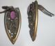 Stunning Vintage Antique Dress Shoe Scarf Clips Purple Stones Marcasites Figurines photo 5