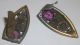 Stunning Vintage Antique Dress Shoe Scarf Clips Purple Stones Marcasites Figurines photo 6