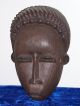 Vintage Baule Ivory Coast African Carved Wood Tribal Mask Face Beaded Hair Piece Masks photo 2