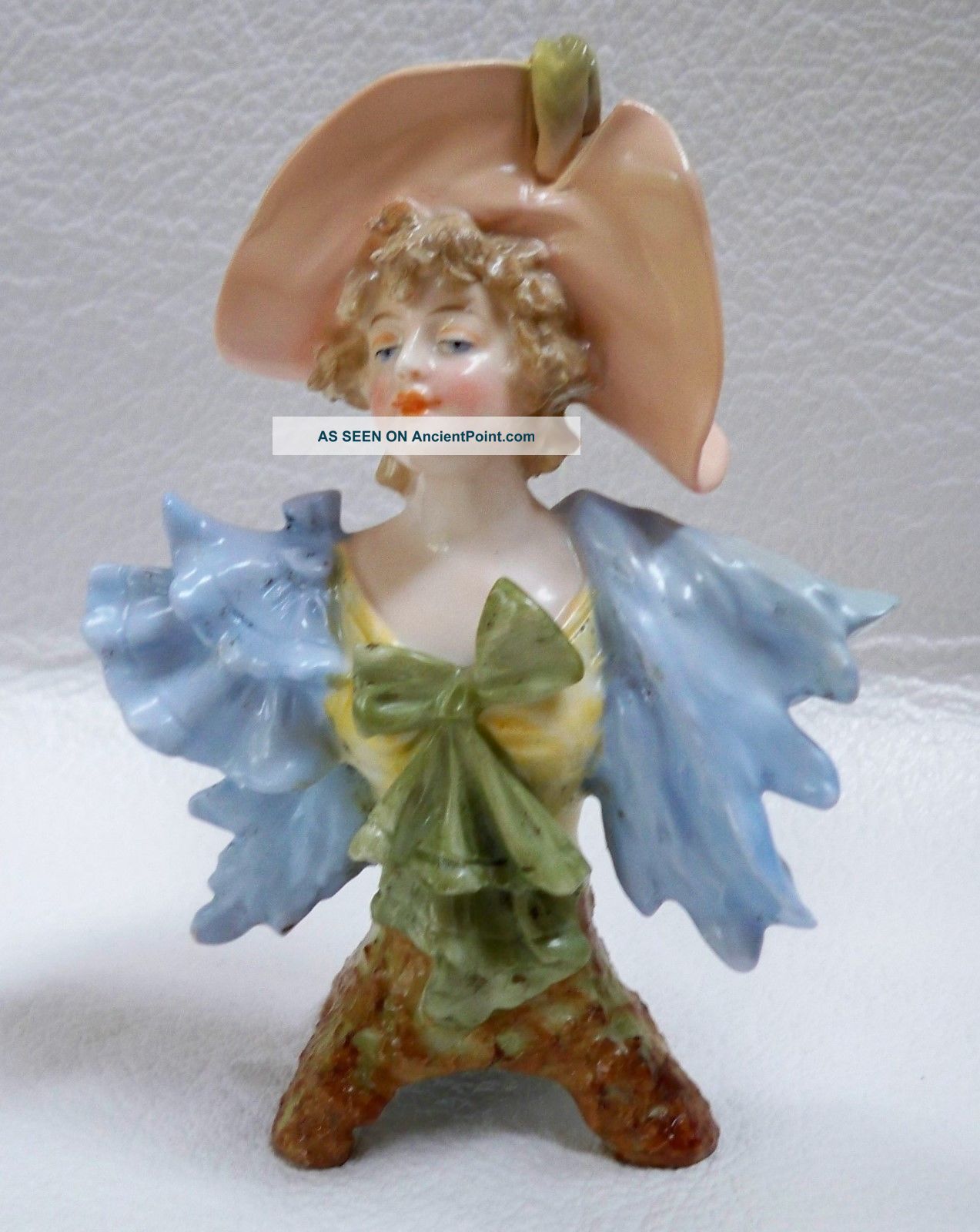 Antique Rudolstadt Germany Art Nouveau Porcelain Miniature Female Bust Figurine Figurines photo