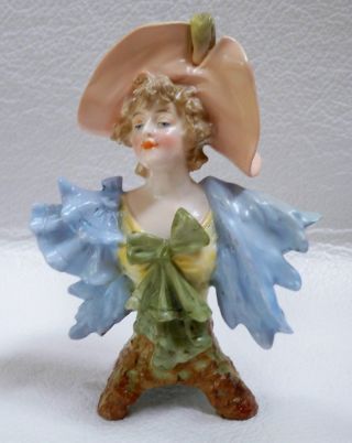 Antique Rudolstadt Germany Art Nouveau Porcelain Miniature Female Bust Figurine photo