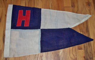 Vintage 1930 ' S - 40 ' S Nautical Yachting Linen Flag - Pennant All,  Beauty photo