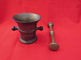 Antique Brass Mortar And Pestle photo