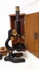 Antique Bausch & Lomb 1915 Microscope With Wood Case Steampunk Microscopes & Lab Equipment photo 3